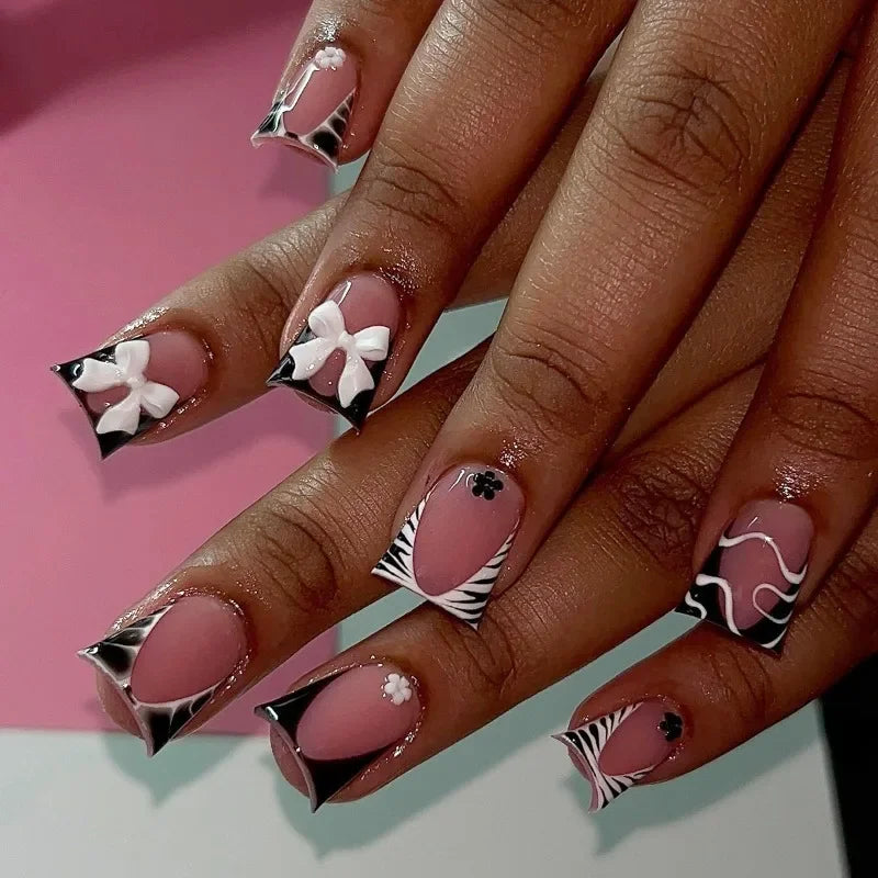 Belle Black Press On Nails