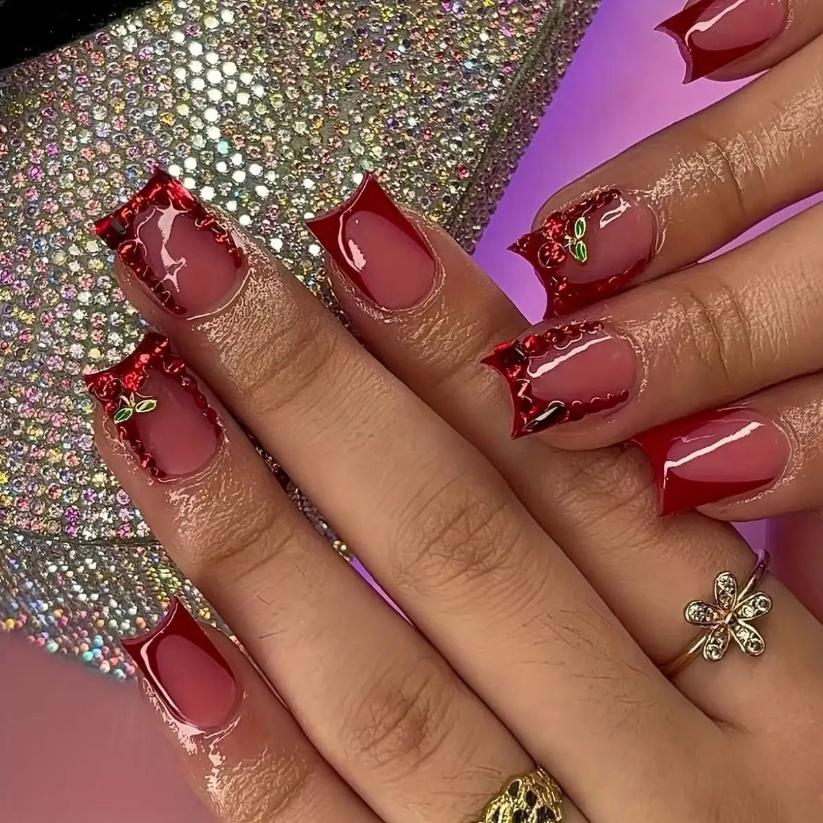 Colette Red Press On Nails