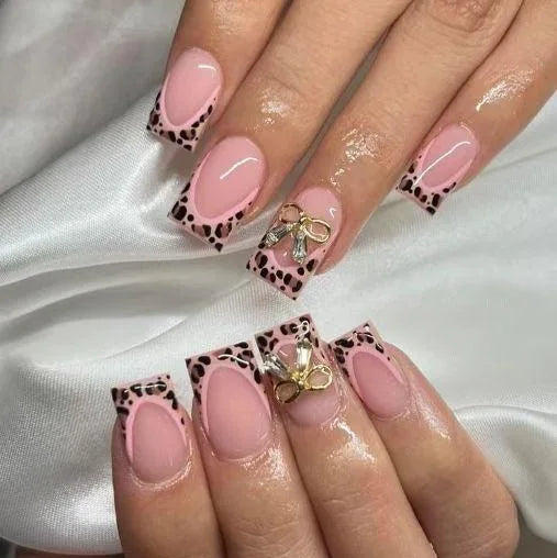 Dahlia Pink Leopard Press On Nails