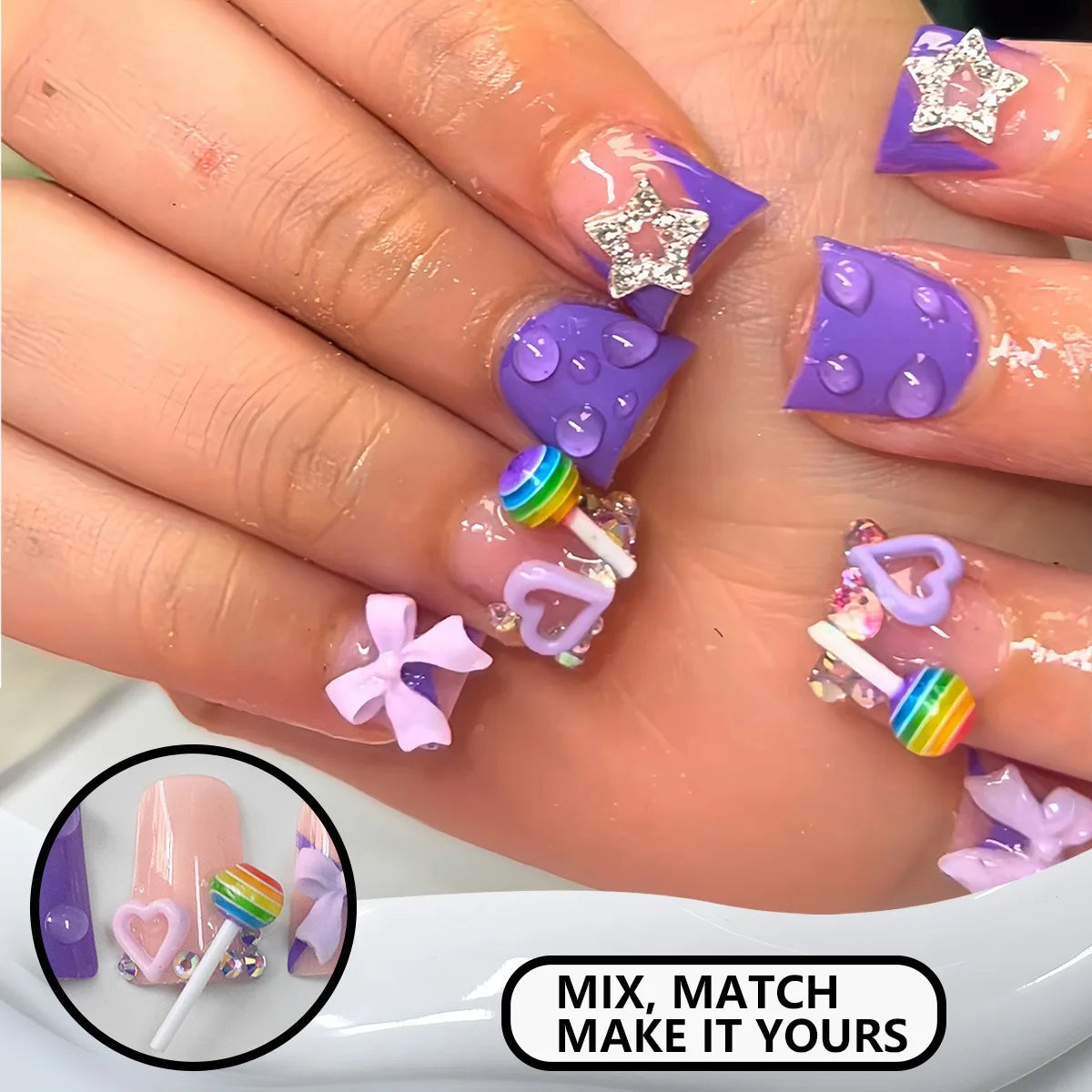 Beatrice Purple Press On Nails
