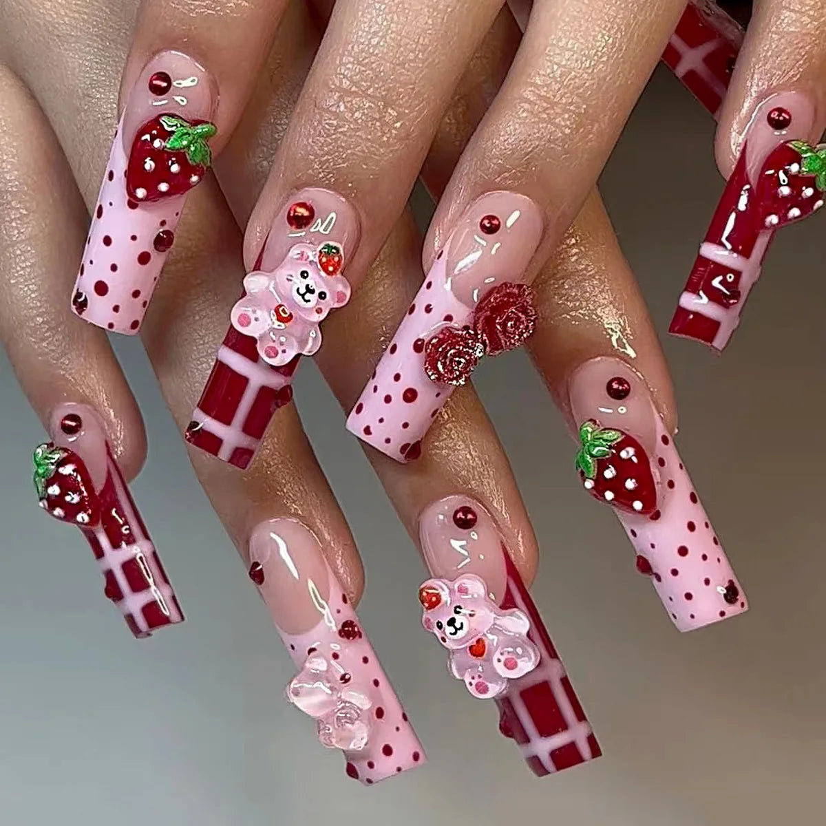 Blair Strawberry Pink Press On Nails