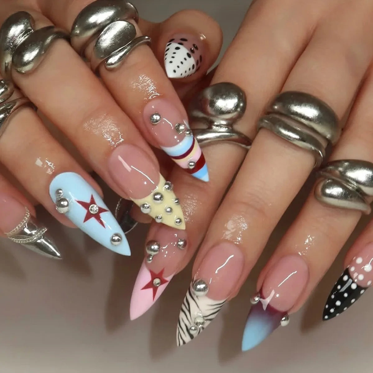 Valentina Multicolor Press On Nails