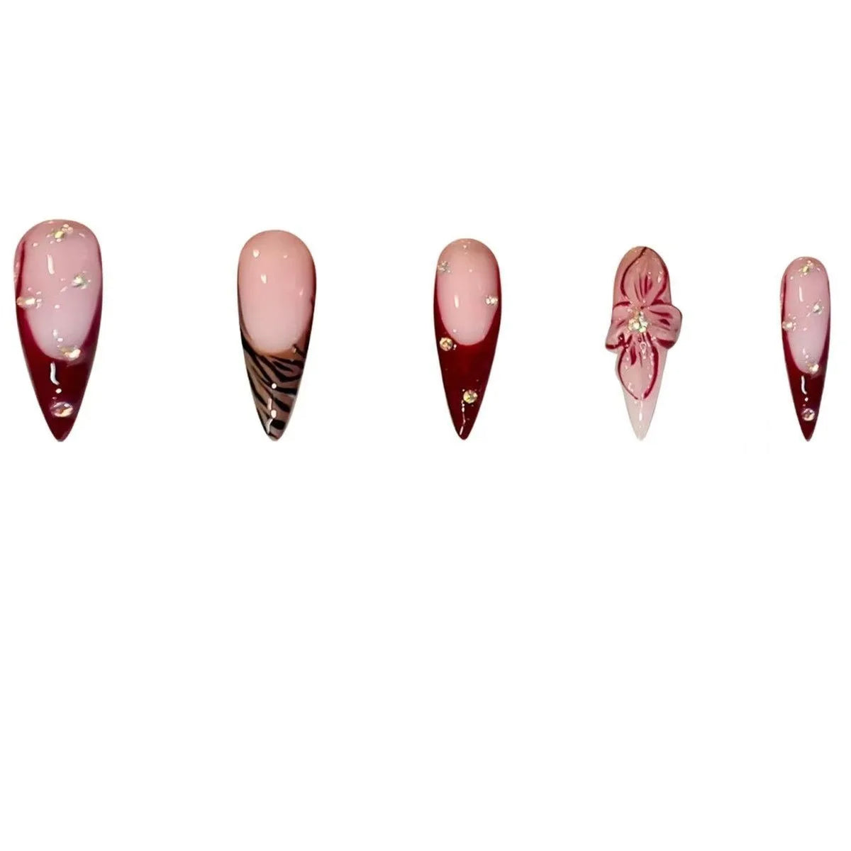 Lila Red Press On Nails