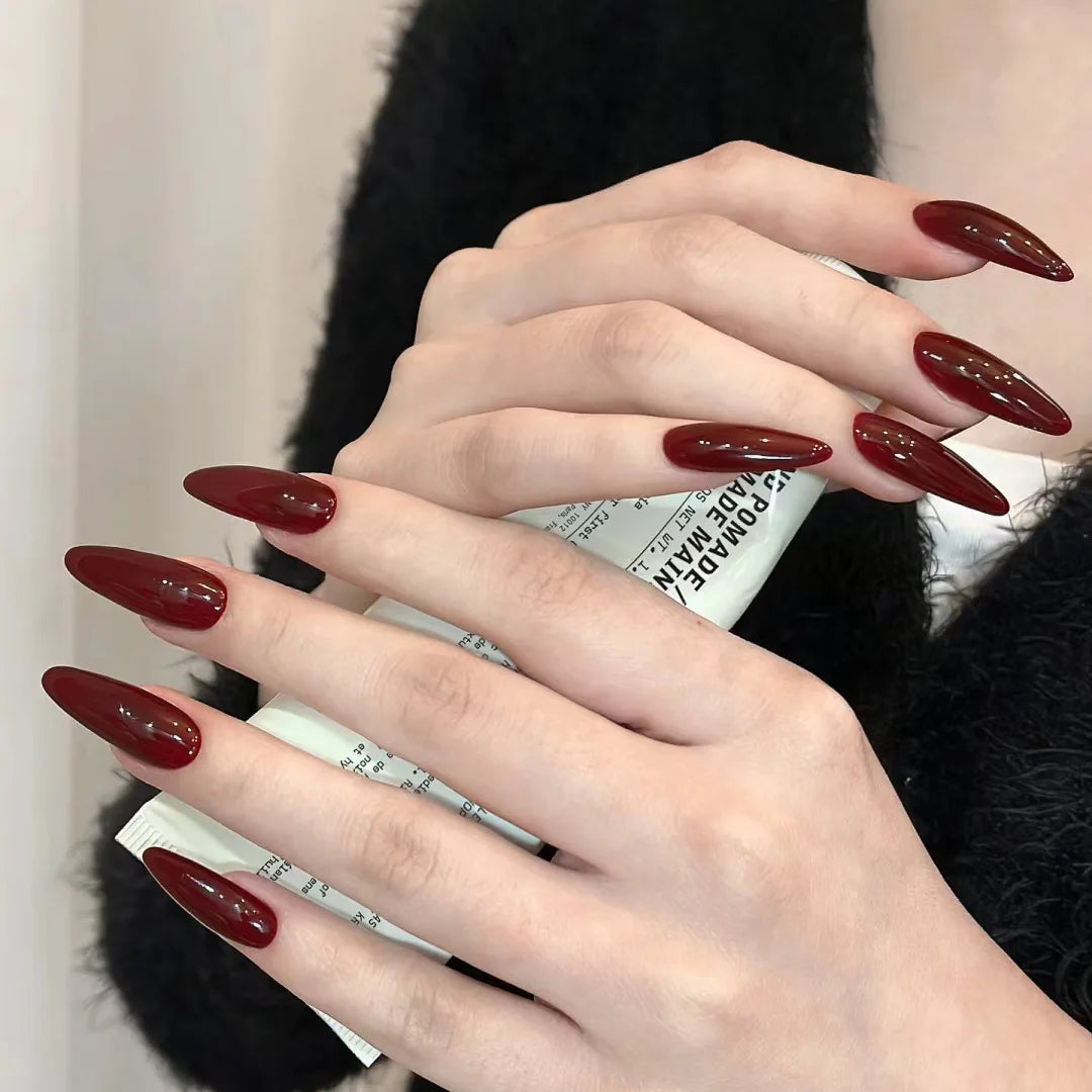 Adriana Burgundy Press On Nails