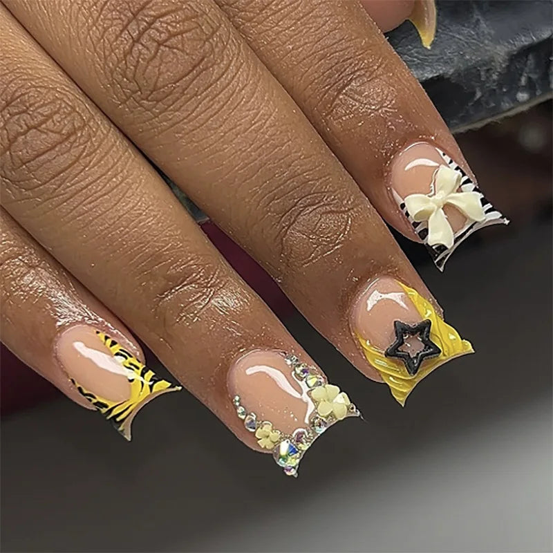 Aubrey Yellow Press On Nails