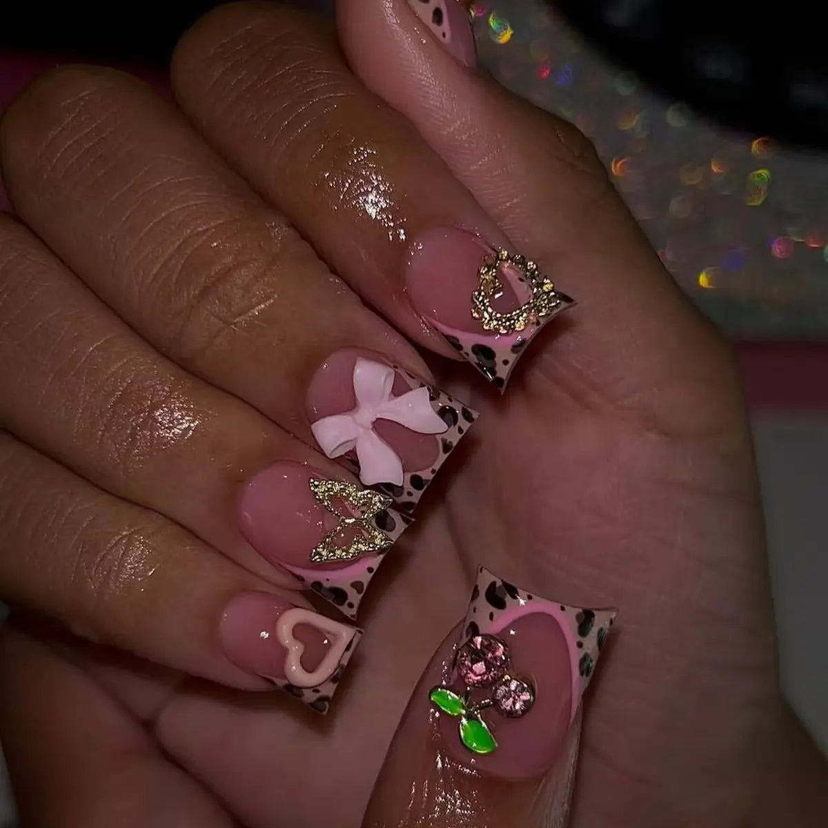 Aurelia Pink Leopard Press On Nails