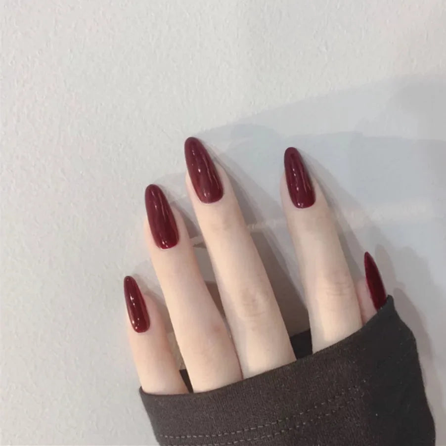 Stella Burgundy Press On Nails