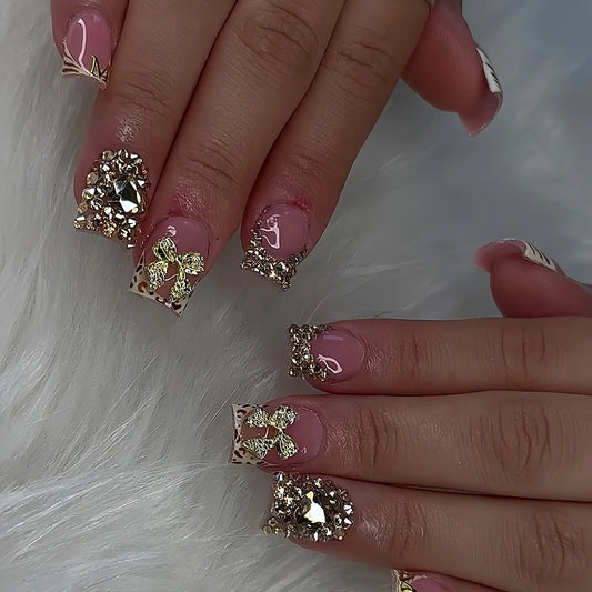 Charlotte Gold Press On Nails