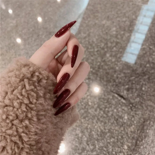 Amanda Burgundy Press On Nails