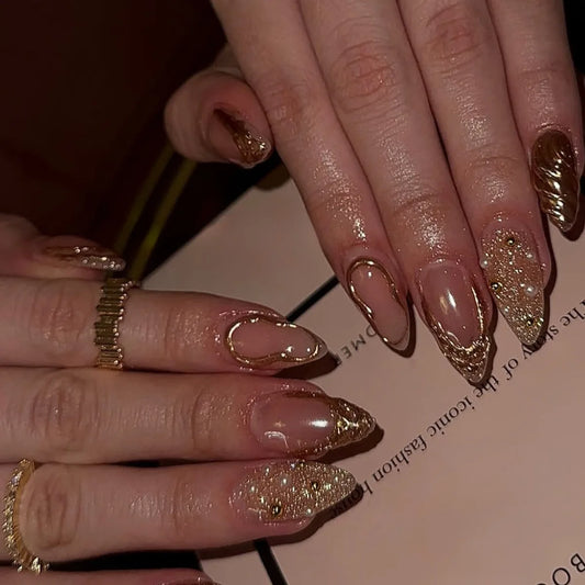 Alison Gold Press On Nails