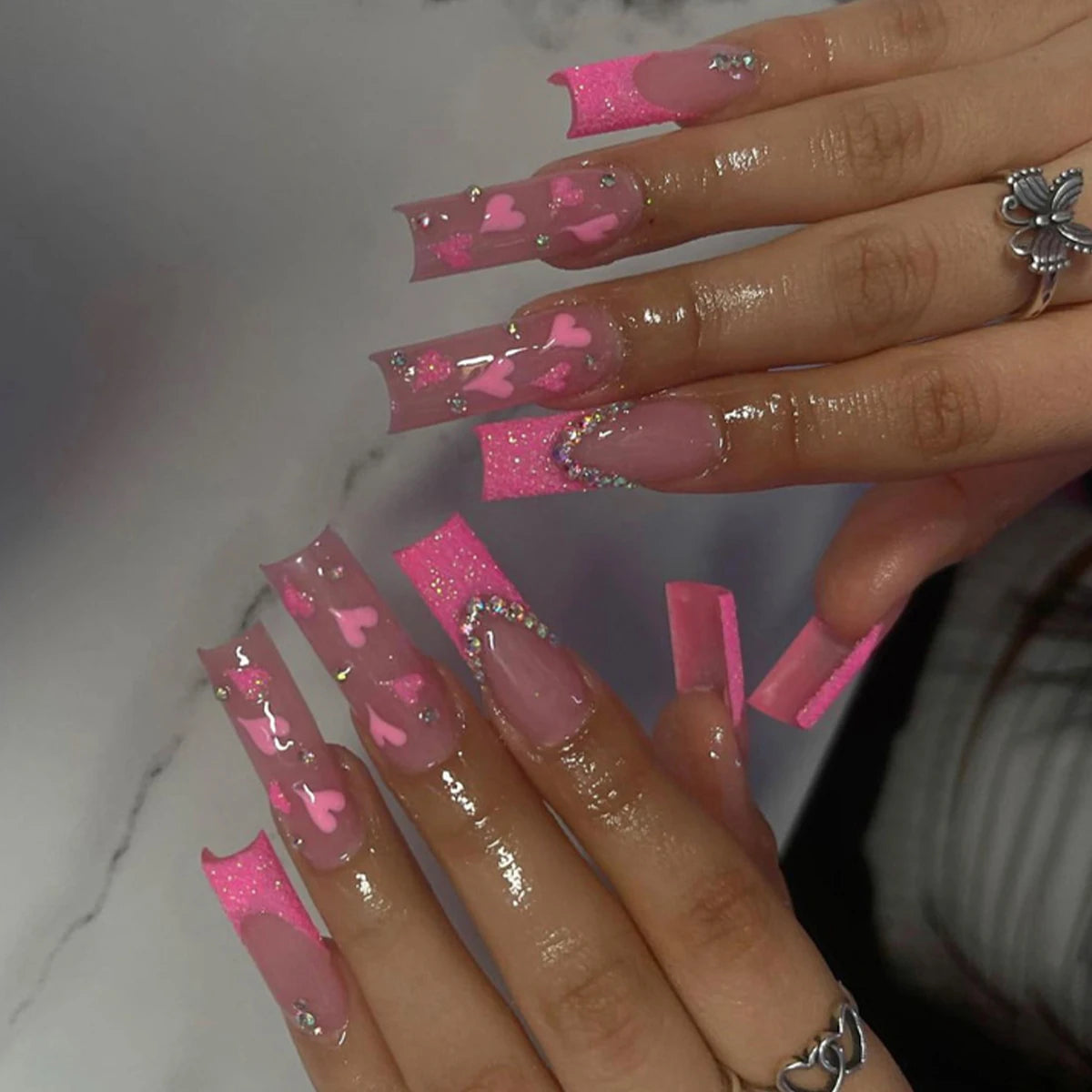 Lily Pink Press On Nails