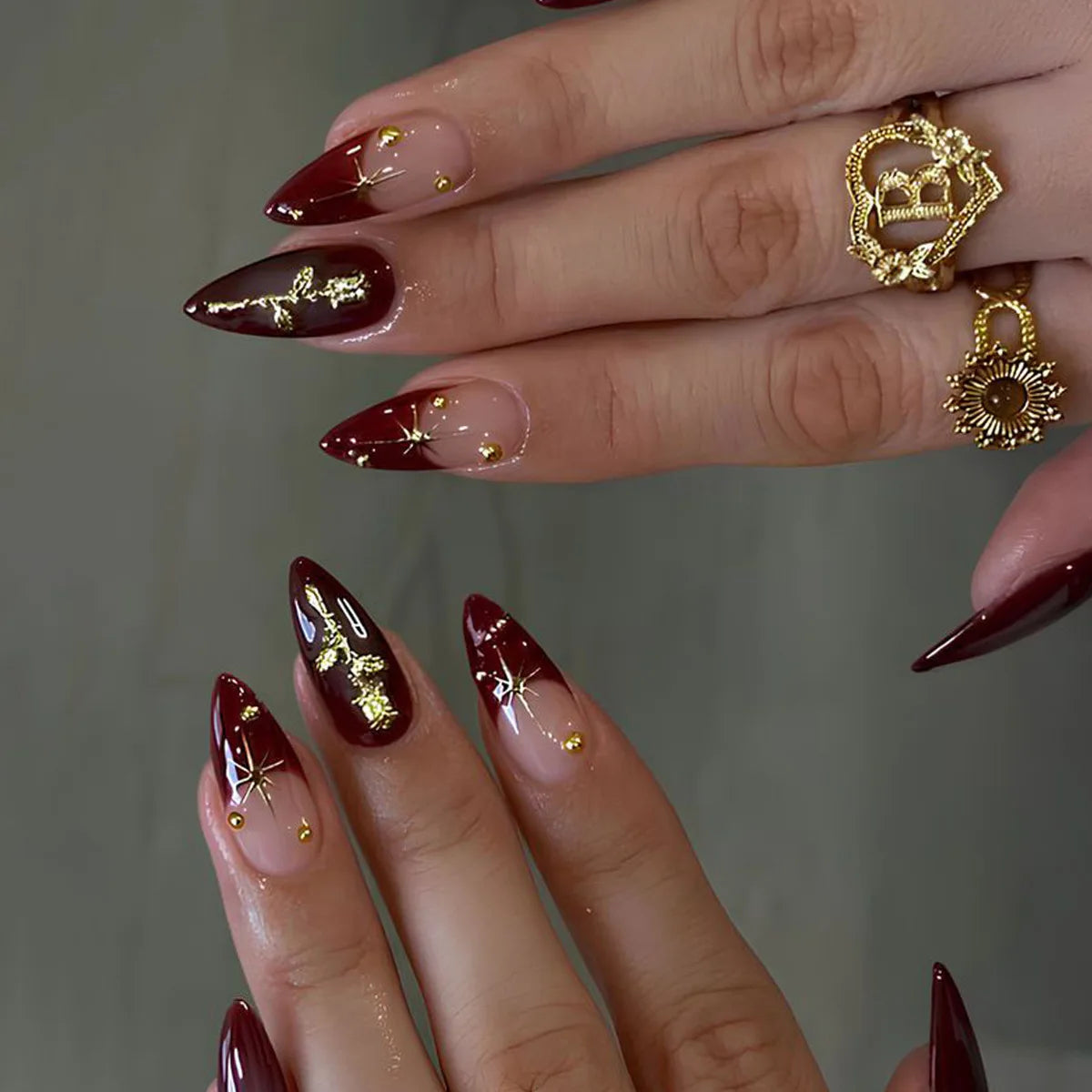 Angela Burgundy Press On Nails