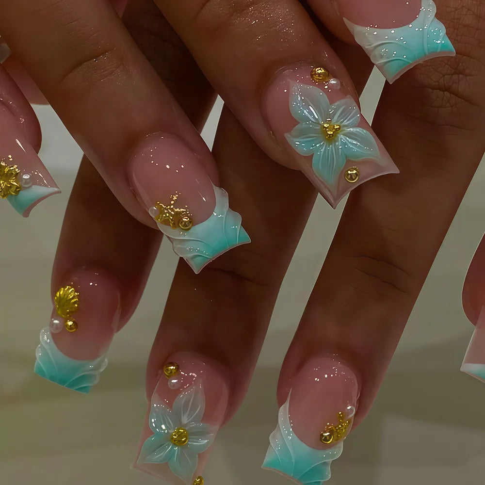 Fiona Aqua Press On Nails
