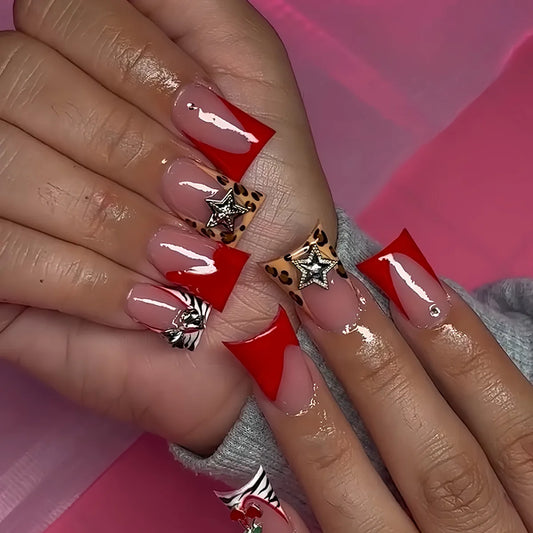 Brianna Red Press On Nails