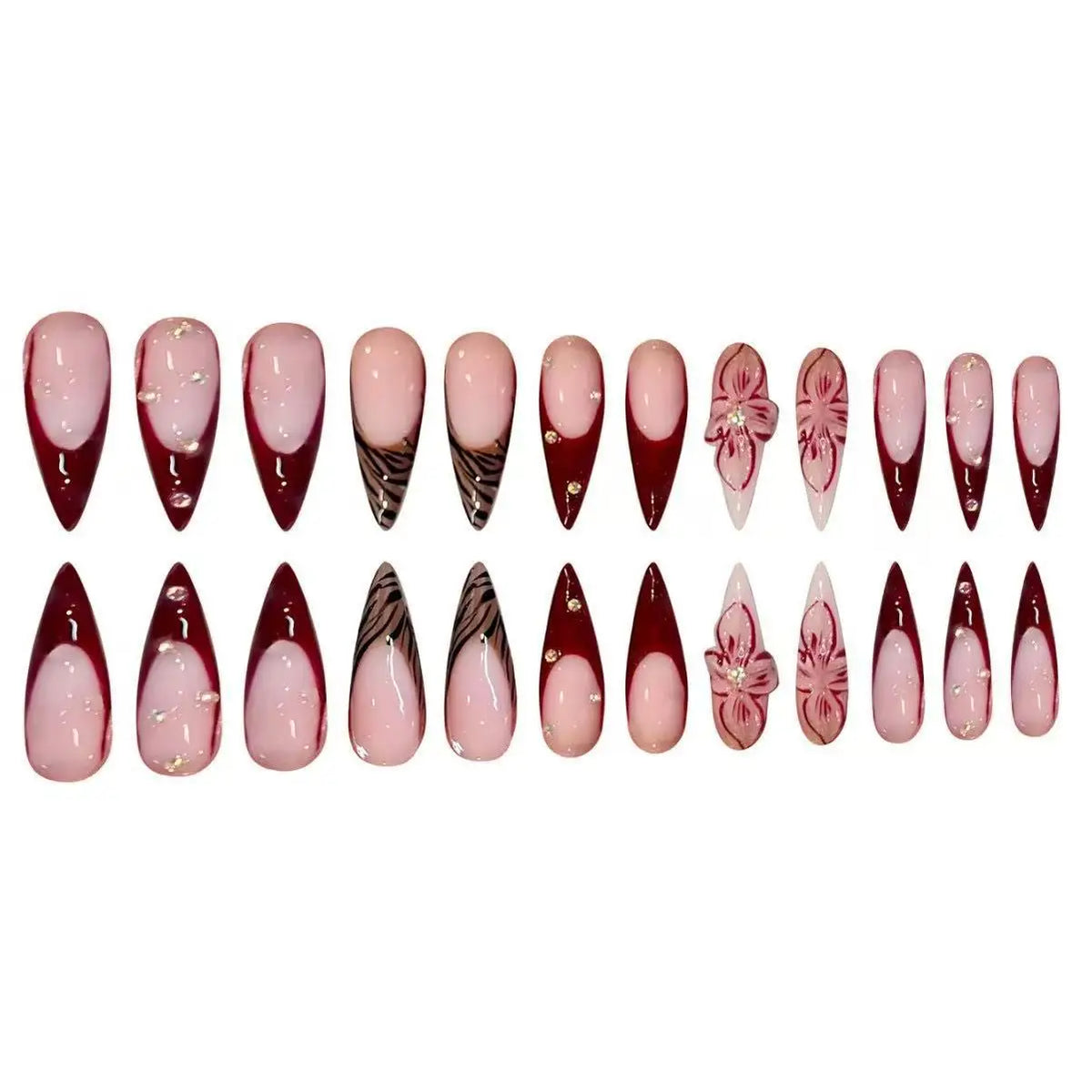 Lila Red Press On Nails