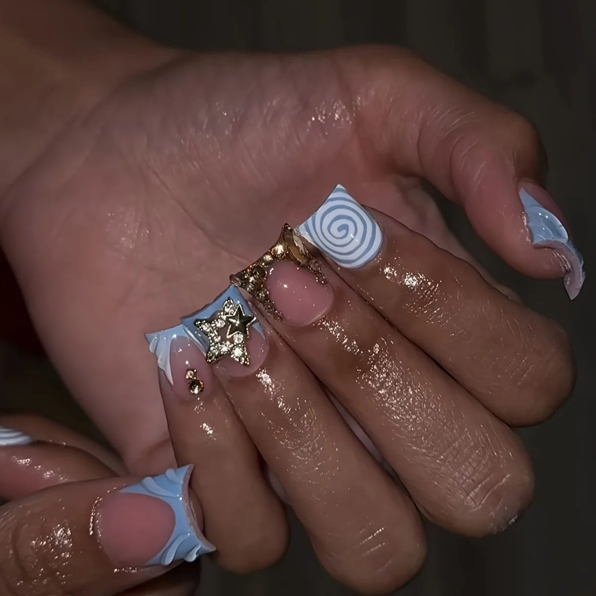 Harlow Baby Blue Press On Nails