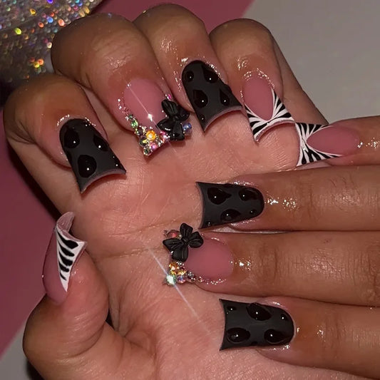Harper Black Press On Nails