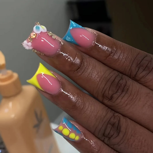Hallie Multicolor Press On Nails