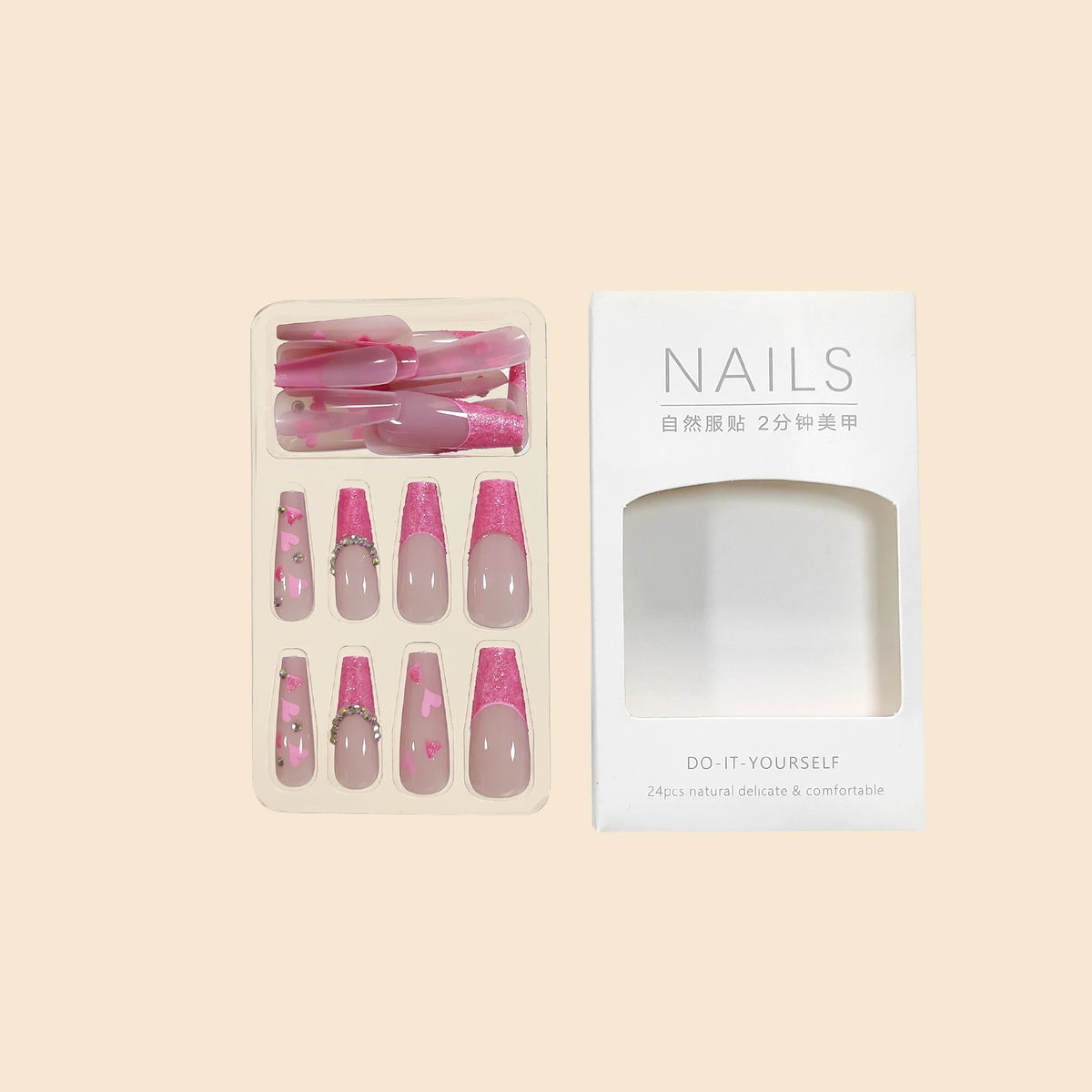 Lily Pink Press On Nails
