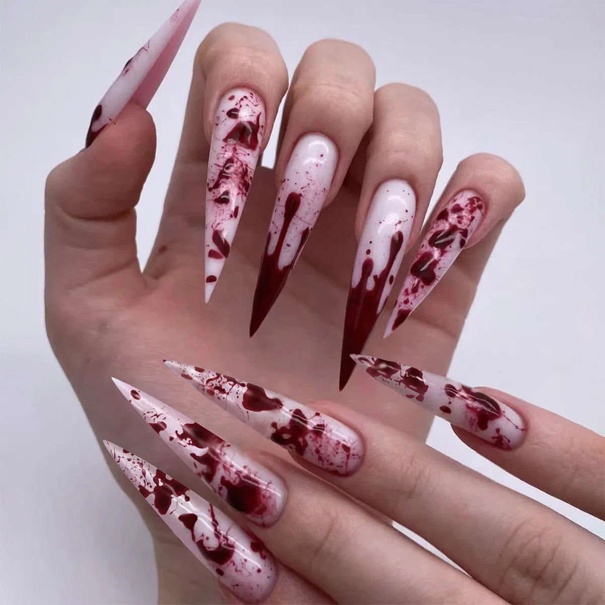 Raina Burgundy Press On Nails
