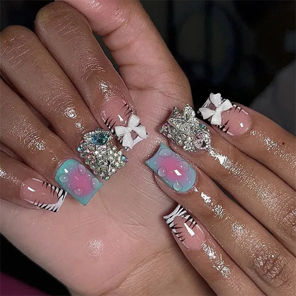 Florence Blue Press On Nails