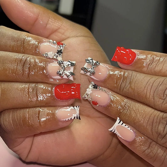 Annabel Red Press On Nails
