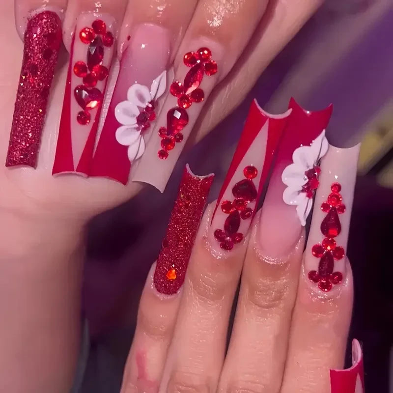 Aurora Red Press On Nails