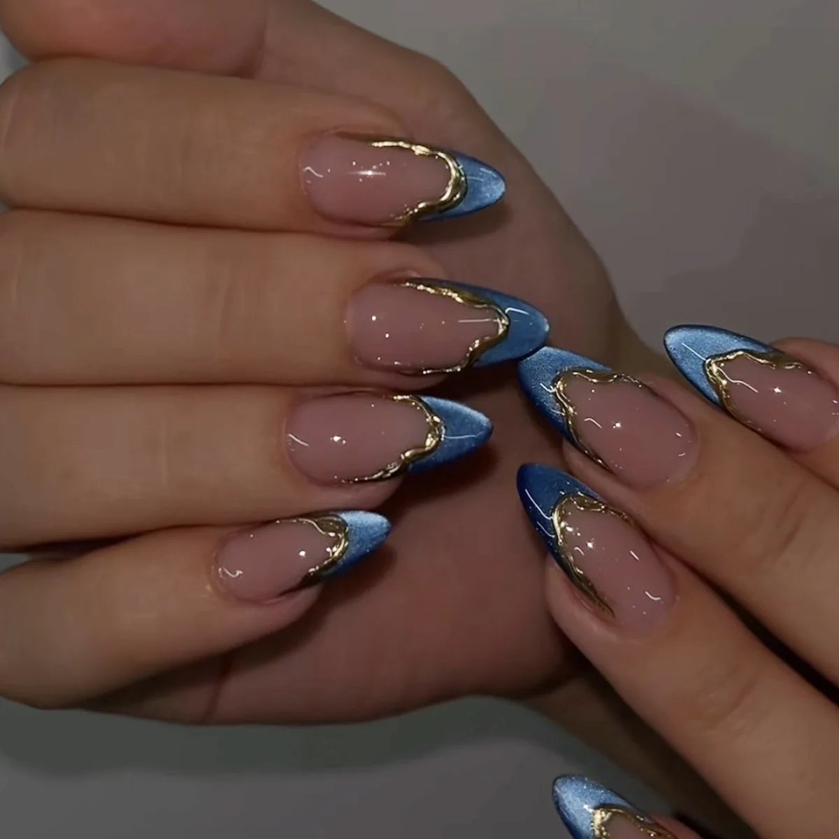 Alexandra Blue Press On Nails