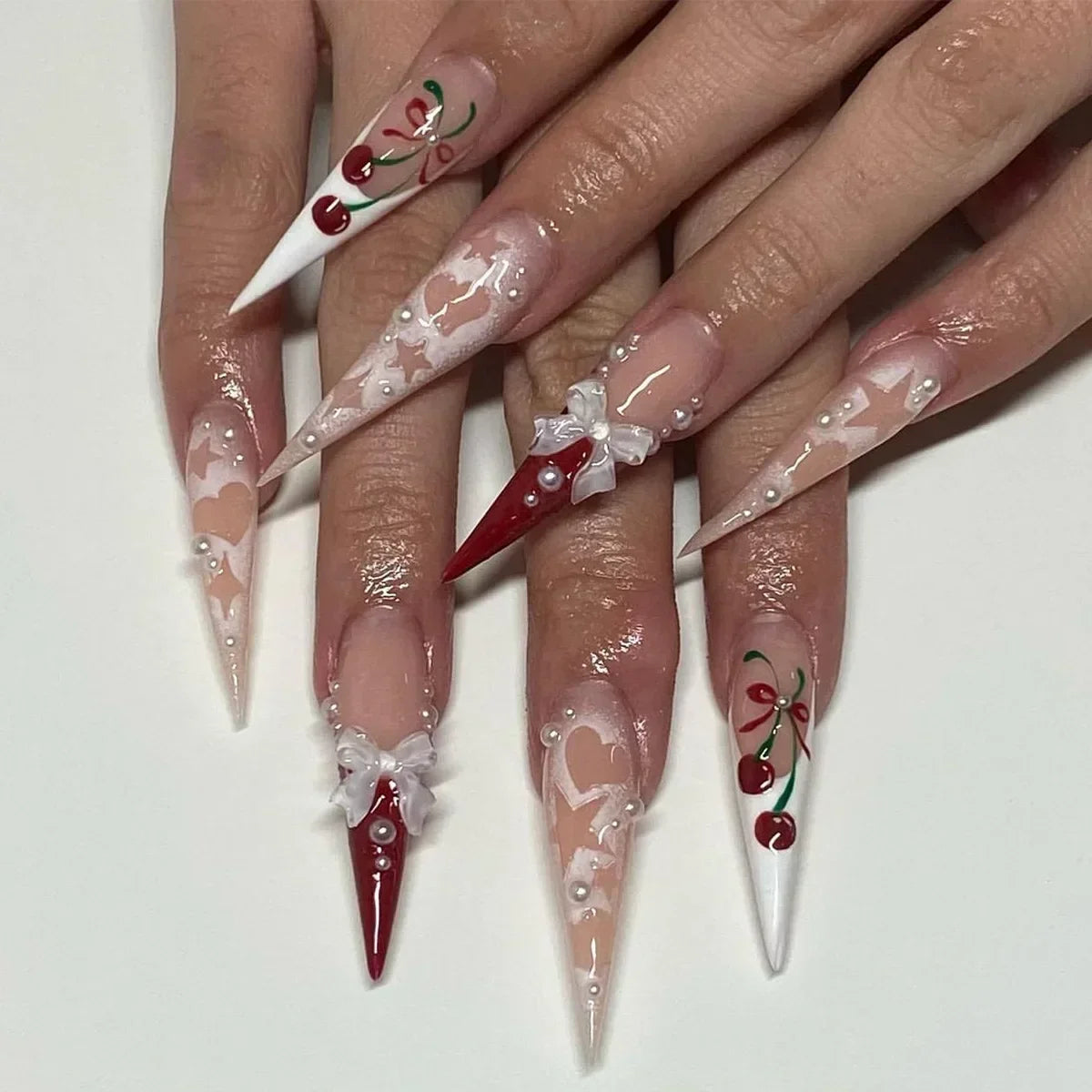 Serena Cherry Red Press On Nails