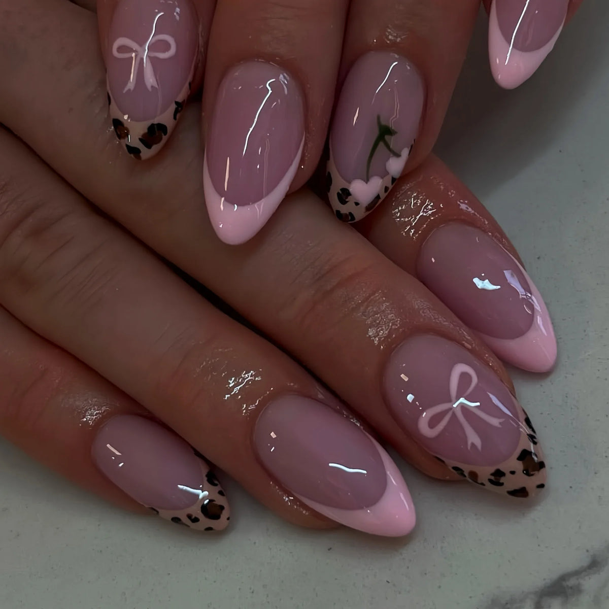 Ophelia Pink Leopard Press On Nails