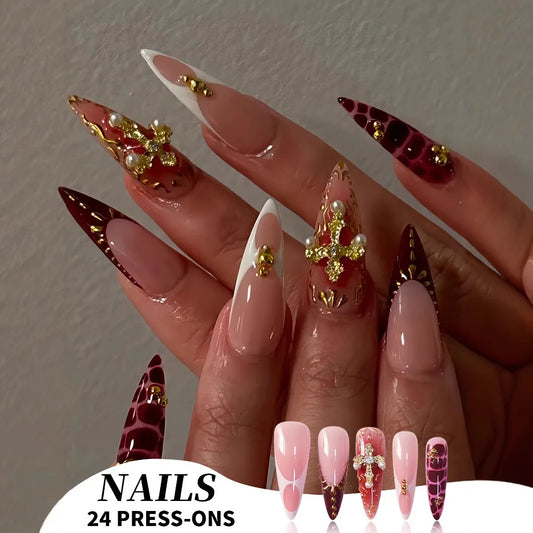 Sophia Burgundy Press On Nails