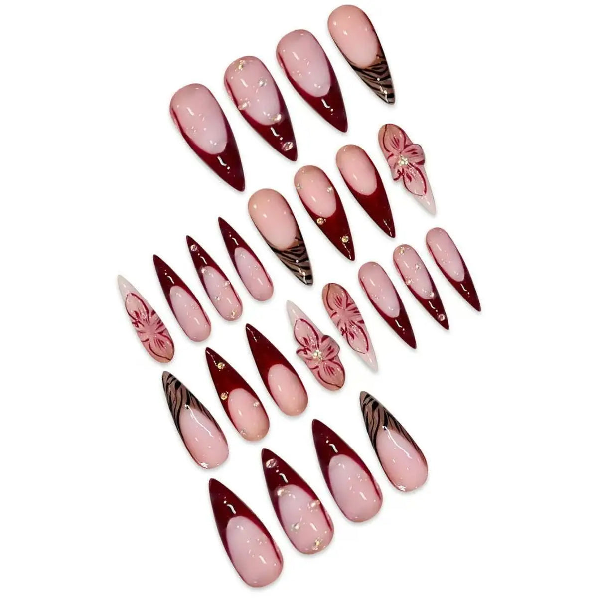 Lila Red Press On Nails