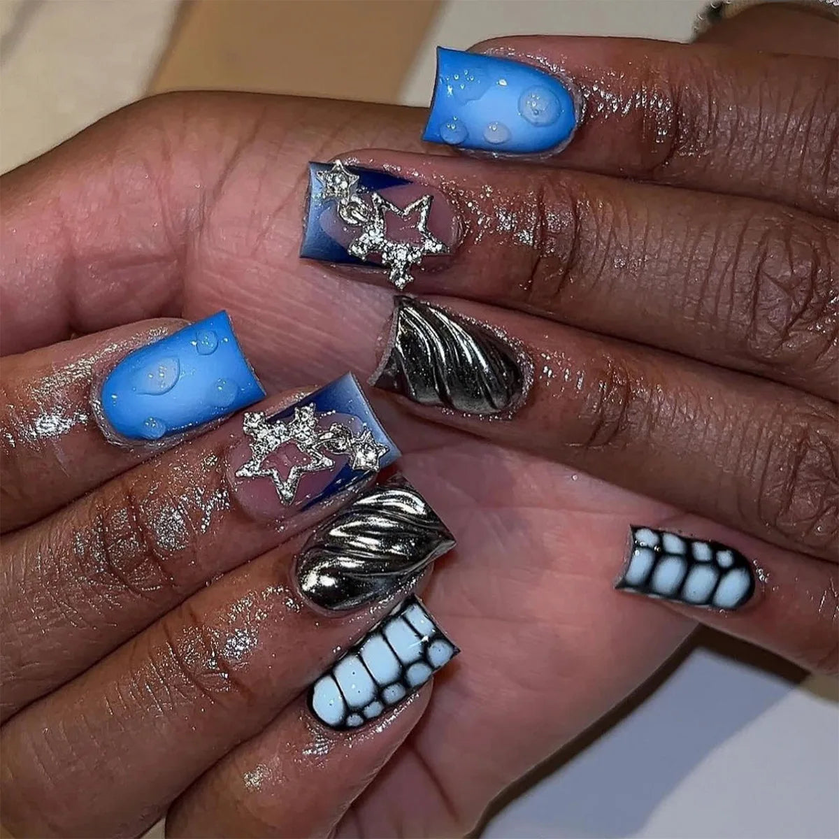 Ariana Blue Press On Nails