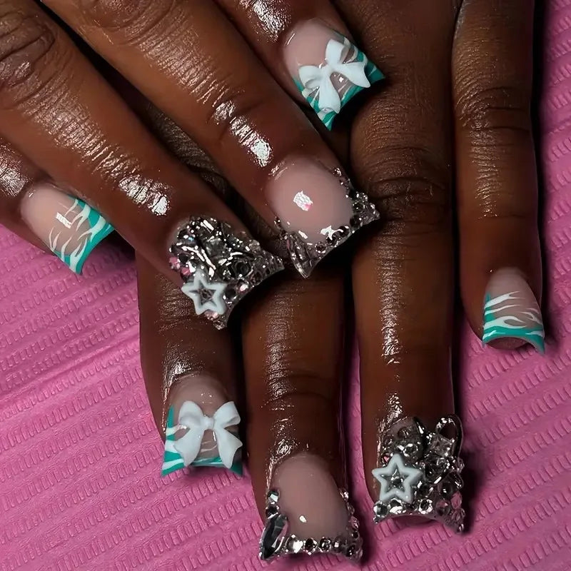 Bridget Aqua Press On Nails
