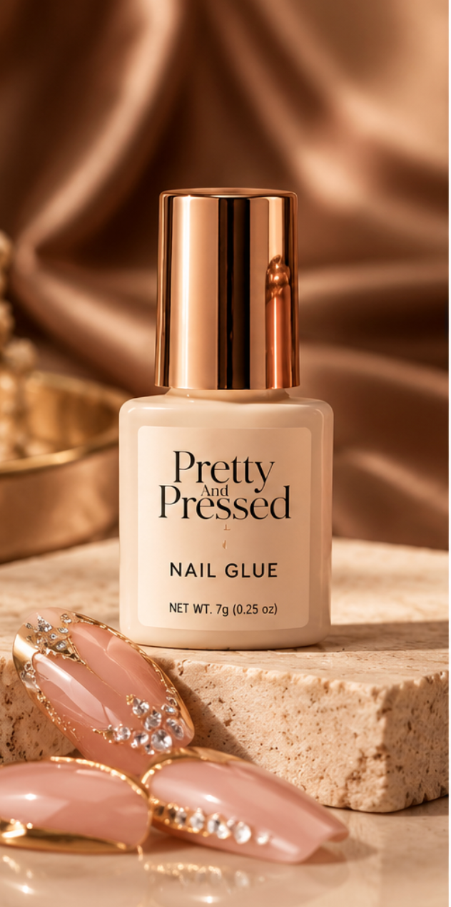 Pretty and Pressed nail glue for a secure press-on nail hold